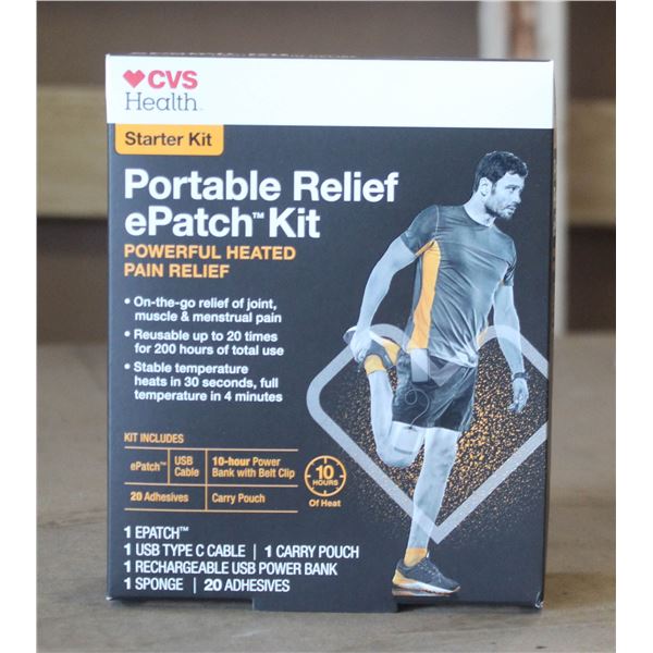 NEW CVS HEALTH PORTABLE RELIEF E PATCH STARTER KIT