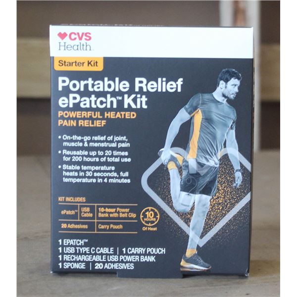 NEW CVS HEALTH PORTABLE RELIEF E PATCH STARTER KIT