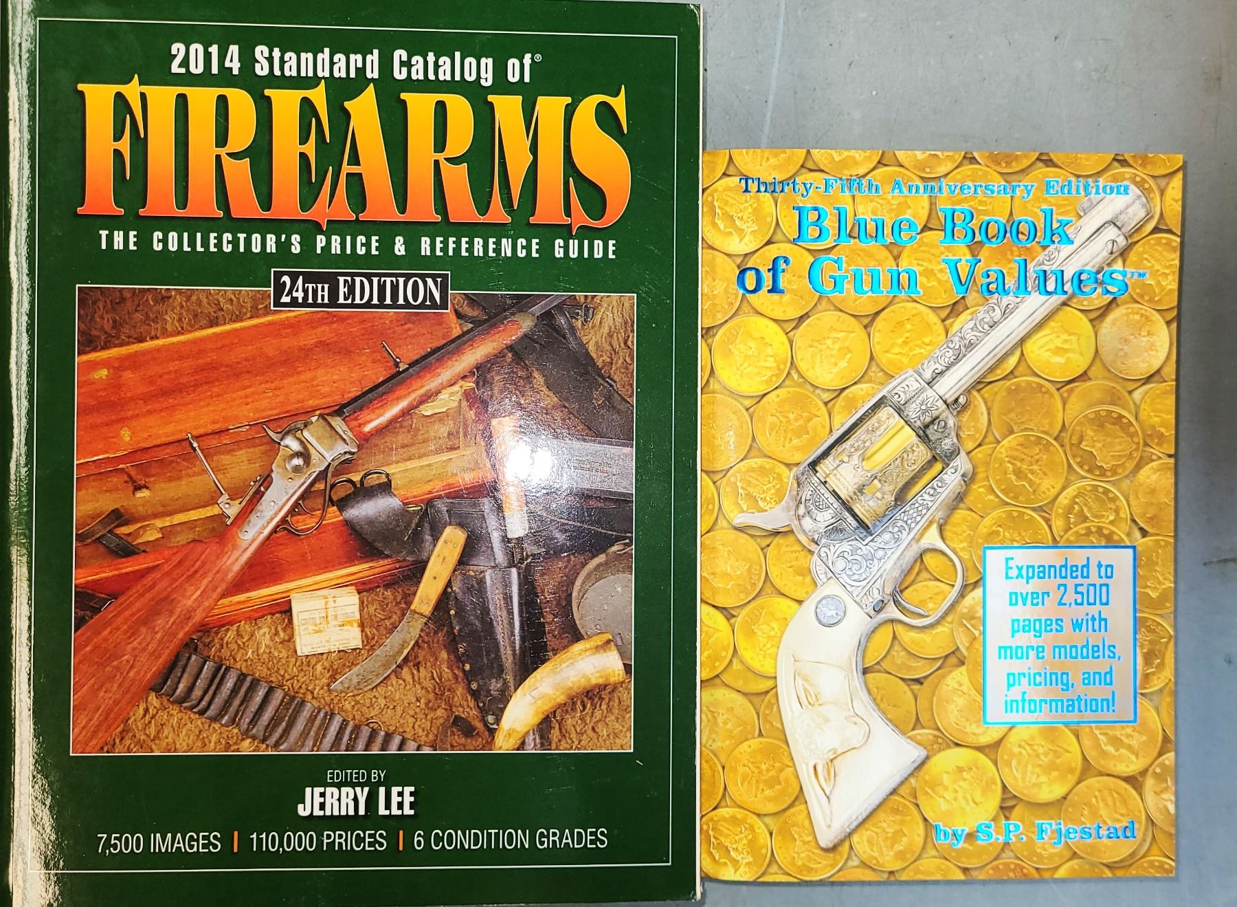 2 Books 35th Blue Book + 2014 Standard Catalog of Firearms As Shown