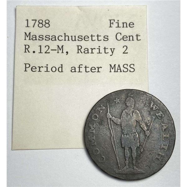 1788 Massachusetts Cent Fine