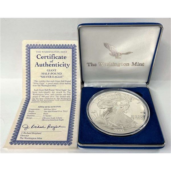 Giant Half Pound 2000 American Eagle Design Proof .999 Silver