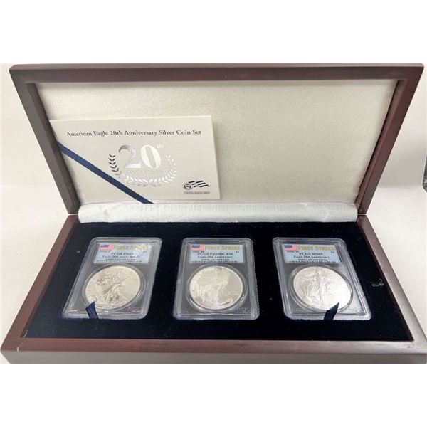 2006-P/W American Silver Eagle PCGS PR69/MS69 First Strike 20th Anniversary Set (3-coins)