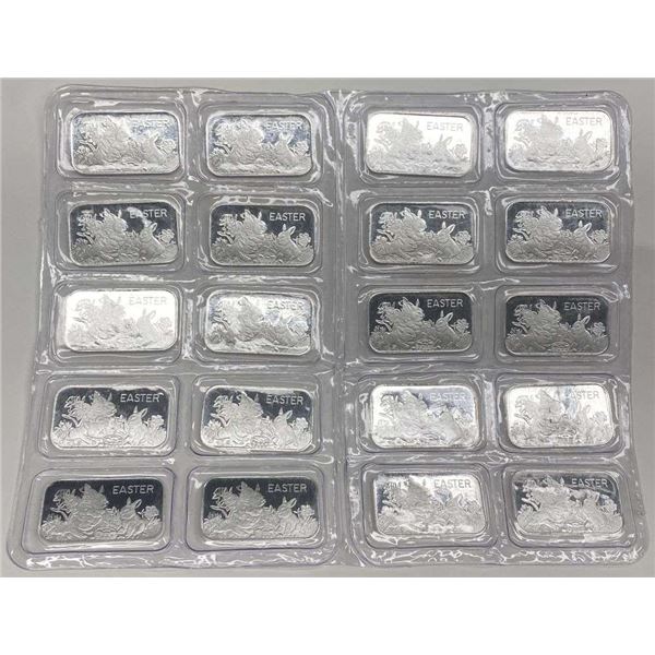 (20) SilverTowne Easter 1 ozt .999 Silver Bars