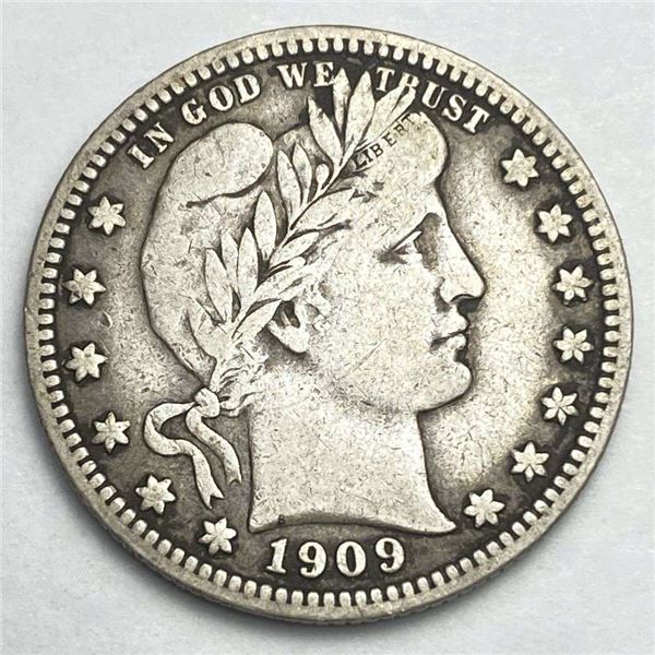 1909 Barber Silver Quarter Fine