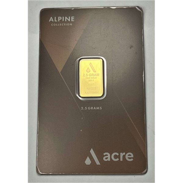 Acre Alpine Collection 2.5g .9999 Gold Bar