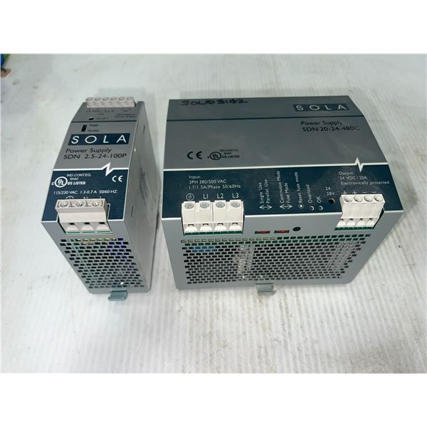 Lot of (2) Sola Power Supplies #SDN 2.5-24-100P & #SDN 20-24-480C