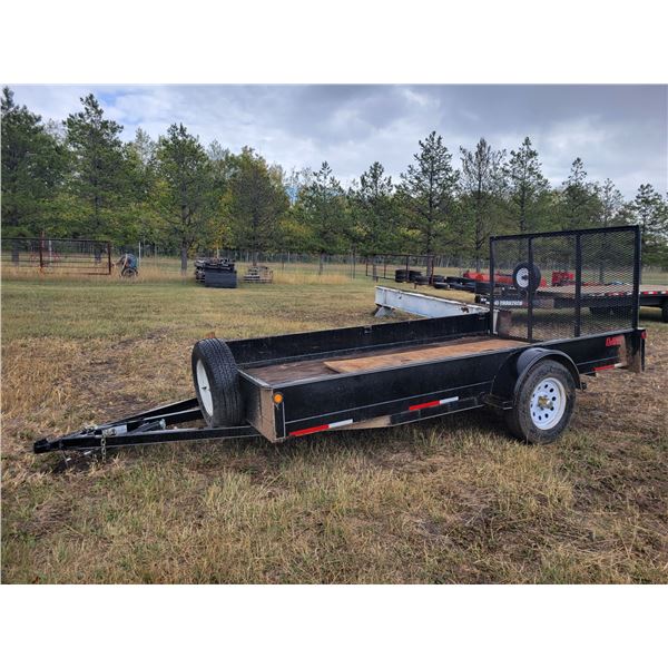 2013 Oasis Trailer, 77 in wide x 146 in long c/w 4 ft fold down ramps, as new spare, single axle, SN