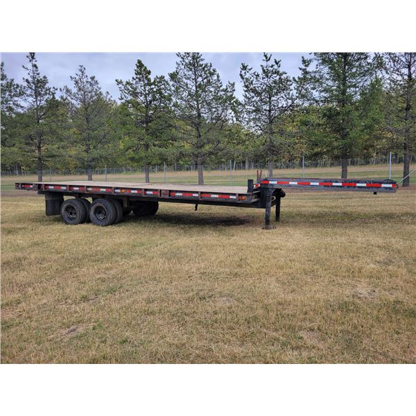 Homemade tandem axle dually, 24 ft deck, very good 235/85R 16 tires, 9 ft G/N, pin 5th wheel, SN. No