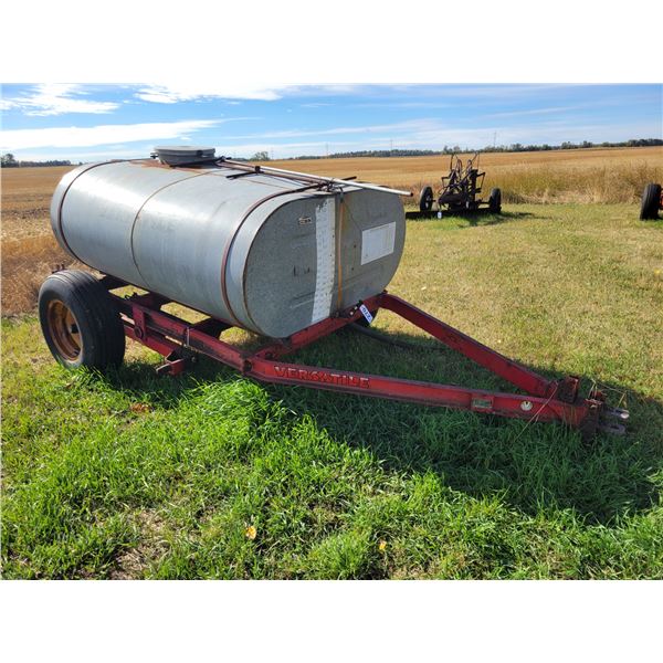 Approx. 400-gal galv. Tank c/w 2- axles, 3- tires