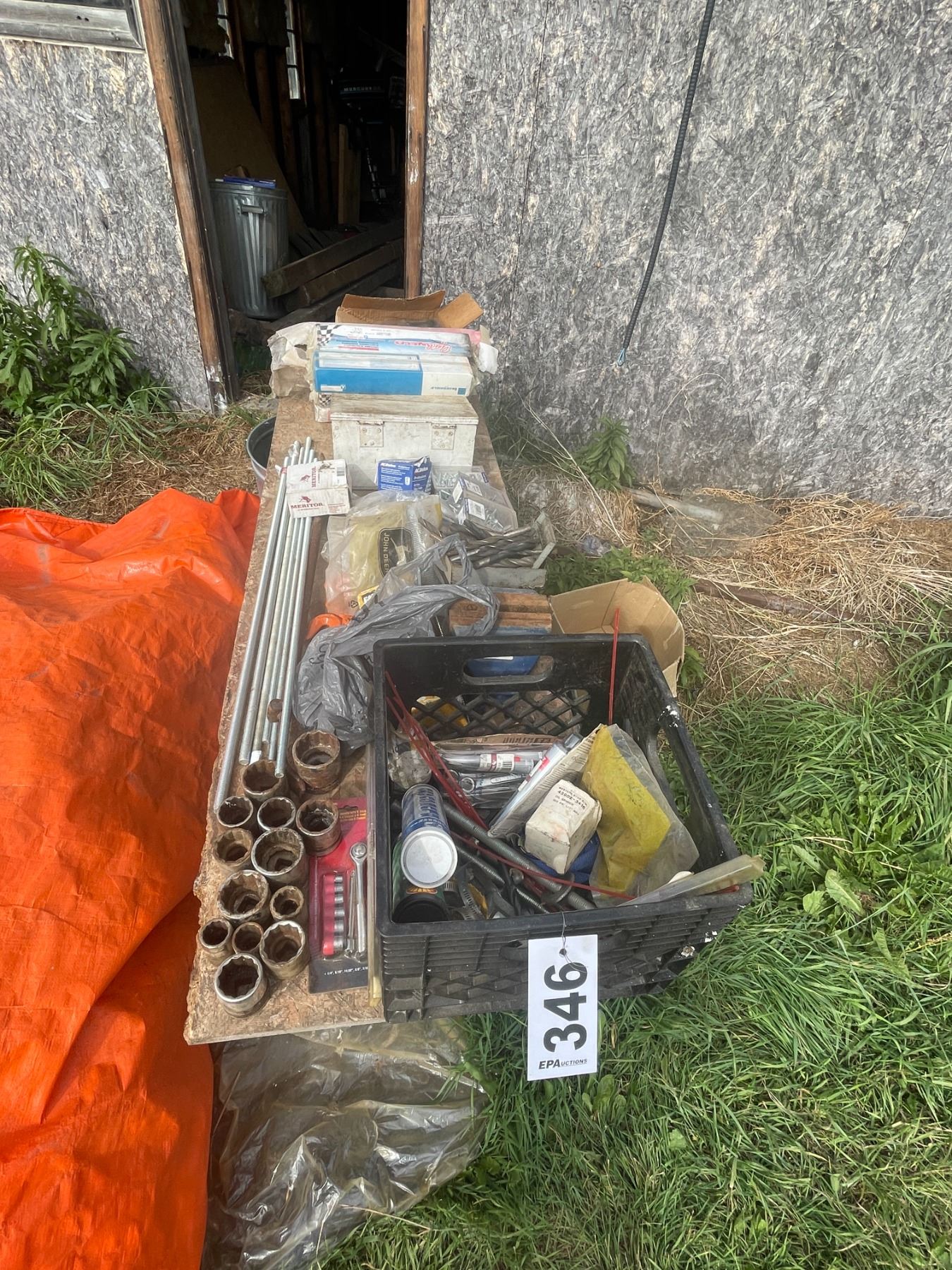 Sockets, welding rods, 6 inch vice, screws, redi rod, hooks