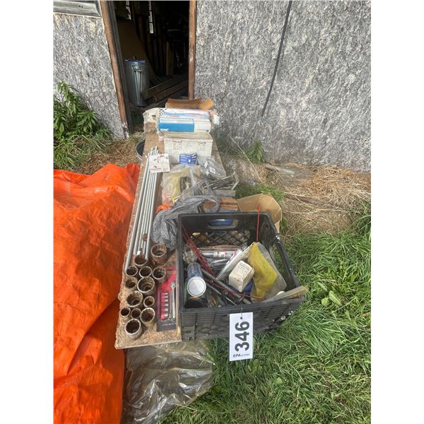 Sockets, welding rods, 6 inch vice, screws, redi rod, hooks