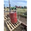 Image 1 : Barrel, barrel cart, Delvac oil, Approx. 1/2 full