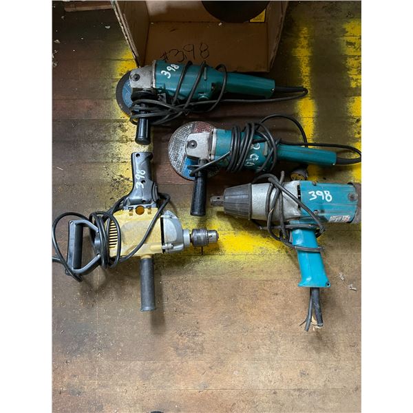 2- Grinders, elec. Drill, 3/4 Makita impact, working
