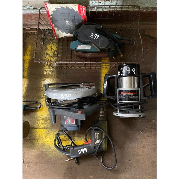 Router belt sander, elec. Drill, skill saw, working