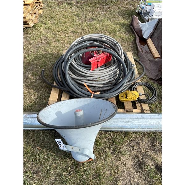 Speaker horn, various cables, elec. Foot feed & stove pipe