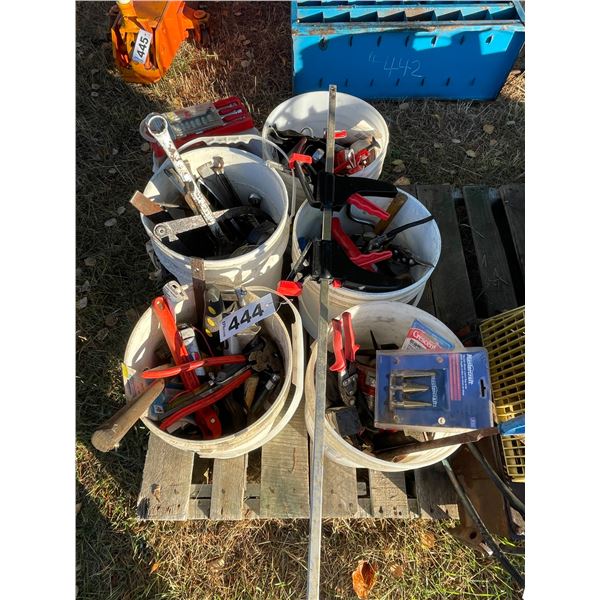 6 Pails large variety of tools