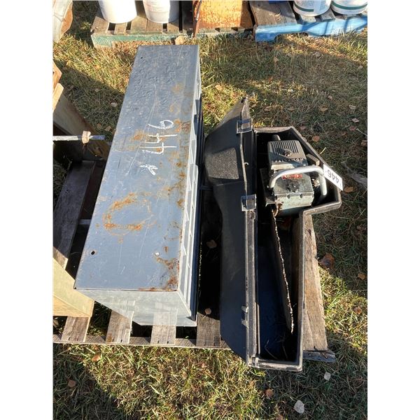 Homelite Chainsaw & grey bulk bin