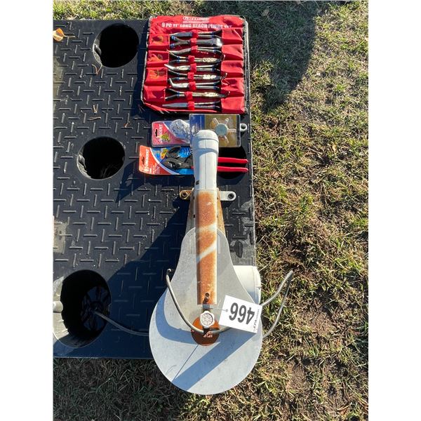 9pc Plier Set, 2 crescent wrench, scroll saw, works