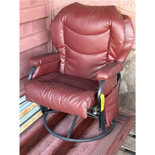 Brown leatherette, swivel, reclining office chair