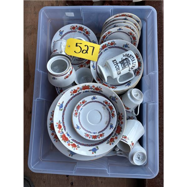 Container of Dishes & 2 elephant shades