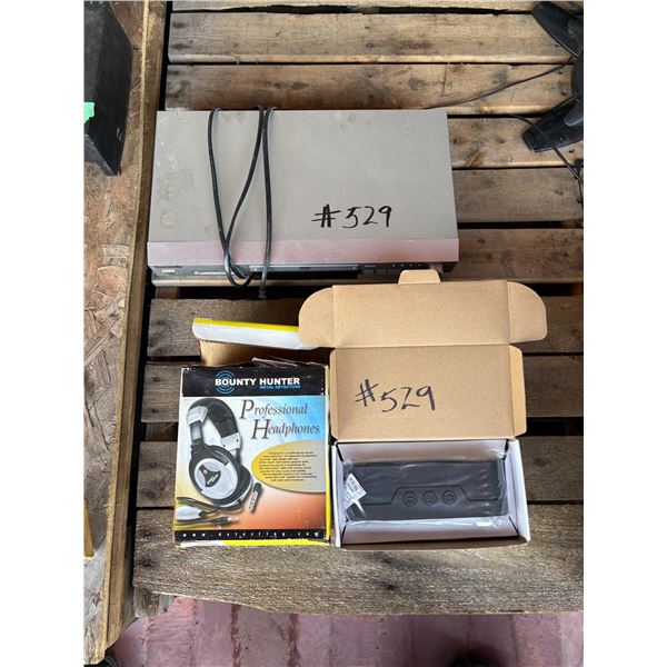 DVD, headphones, peavy speaker, singing machine, headphones, blue tooth speaker