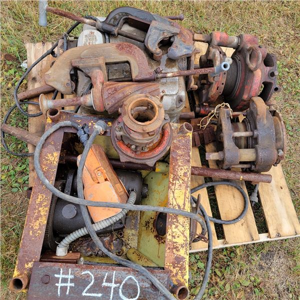 Pipe cutters, Rigid 400 pipe threader, contents on pallet
