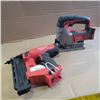 Image 1 : MILWAUKEE CORDLESS 18 GAUGE AIR NAILER AND JIGSAW, FOR PARTS OR REPAIR