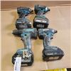 Image 1 : MAKITE CORDLESS 18V DRILL AND THREE IMPACTS WITH BATTERIES, NO CHARGER