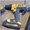 Image 3 : THREE DEWALT 20V CORDLESS DRILLS, ONE IMPACT WITH BATTERIES AND DUAL CHARGER
