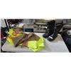Image 1 : WOODS PERCOLATER WITH BAFFIN INSULATED BOOTS SIZE 10, LEATHER APRON AND HIGH VIS JACKET