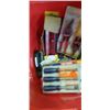 Image 2 : TOTE WITH ASSORTED NEW ITEMS, NEW SNIP SET, NEW CHISELS, CROWN MOULDING JIG, AND OTHER SHOP ITEMS