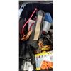 Image 3 : TOTE OF ASSORTED POWER TOOLS, SAWS ALL, RIDGID DRILL, NO BATTERY, HAND TOOLS AND SHOP SUPPLY