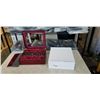 Image 1 : 2 BRAND NEW WINE GIFT BOXES - (2) 2 BOTTLE WINE HOLDER W/ CORKSCREW, POURER, THERMOMETER, AND DRIP R