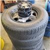 Image 2 : SET OF FOUR BF GOODRICH WINTER SLALOM 225/70R16 WITH  ALUMINUM RIMS AND CHEVROLET CENTER CAPS