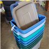 Image 2 : LOT OF NINE RUBBERMAID TOTES WITH LIDS