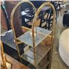 Image 2 : BRASS AND GLASS SHELF WITH METAL DECORATIVE VASE