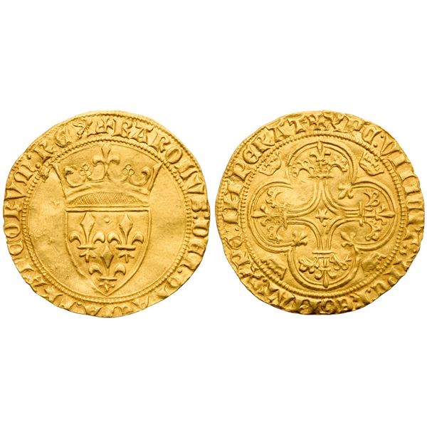 Charles VI (1380-1422) Gold Ecu (3.92 g).