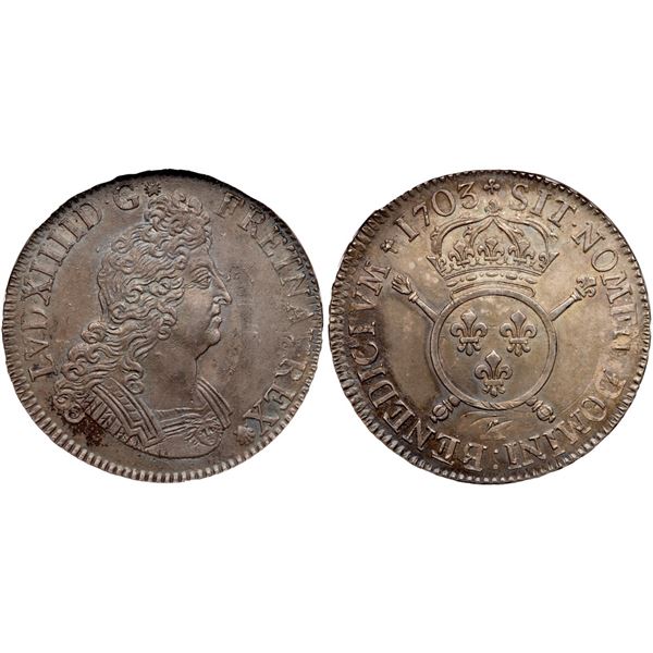Louis XIV (1643-1715). Silver Ecu, 1703 A.