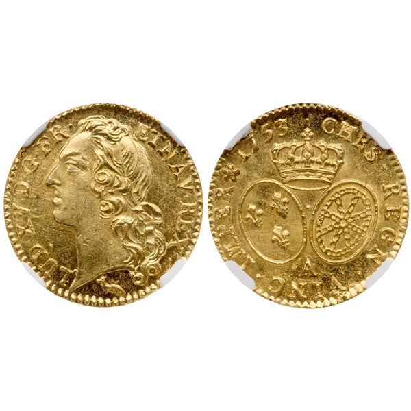 Louis XV (1715-1774). Gold Louis d’or au bandeau, 1753 A.