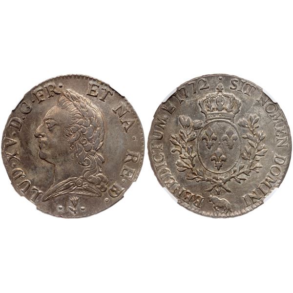 Louis XV (1715-1774). Ecu de Béarn dit “à la vieille tête”, 1772 (cow).