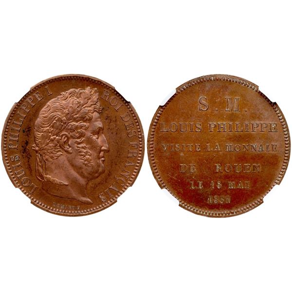 Louis Philippe (1830-1848). Essai 5 Francs in Bronze, 1831.