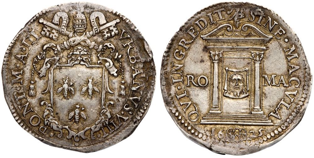 Testone Urbano VIII – Maffeo Barbarini (1623-1644). Silver Testone, 1625 Anno III.