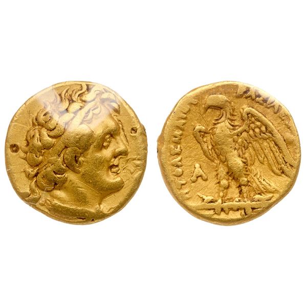 Ptolemaic Kings of Egypt. Ptolemy I Soter (305/4-282 BC). Gold Tetarte - Triobol (1.72 g).