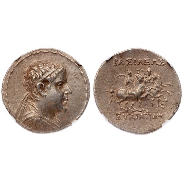 Baktrian Kingdom. Eukratides I. Silver Tetradrachm (16.96 g), ca. 171-145 BC,