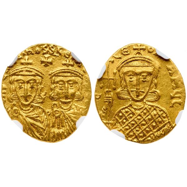 Constantine V Copronymus, with Leo IV and Leo III (AD 741-775). Gold Solidus (4.37 g). Constantinopl