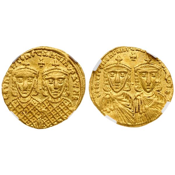 Leo IV, the Khazar, with Constantine VI, Leo III and Constantine V (AD 775-780). Gold Solidus (4.36 