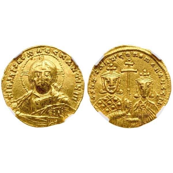 Constantine VII Porphyrogenitus with Romanus II (913-959). Gold Solidus (4.35 g).