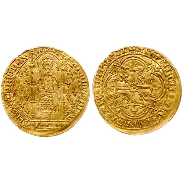 Charles V (1364-1380). Gold Franc à Pied.