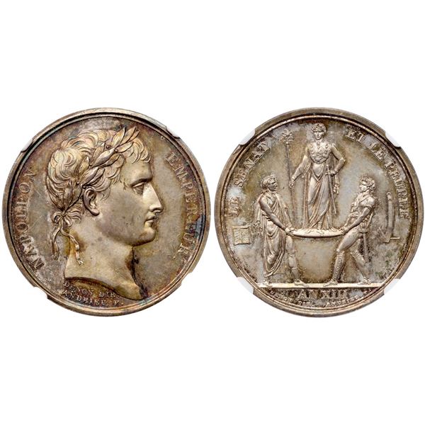 Napoleon I (1804-1814). Silver Medal for the Coronation of Napoleon, L’ An XIII (1804).