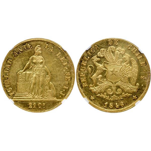 Republica. Gold 8 Escudos, 1846 IJ.